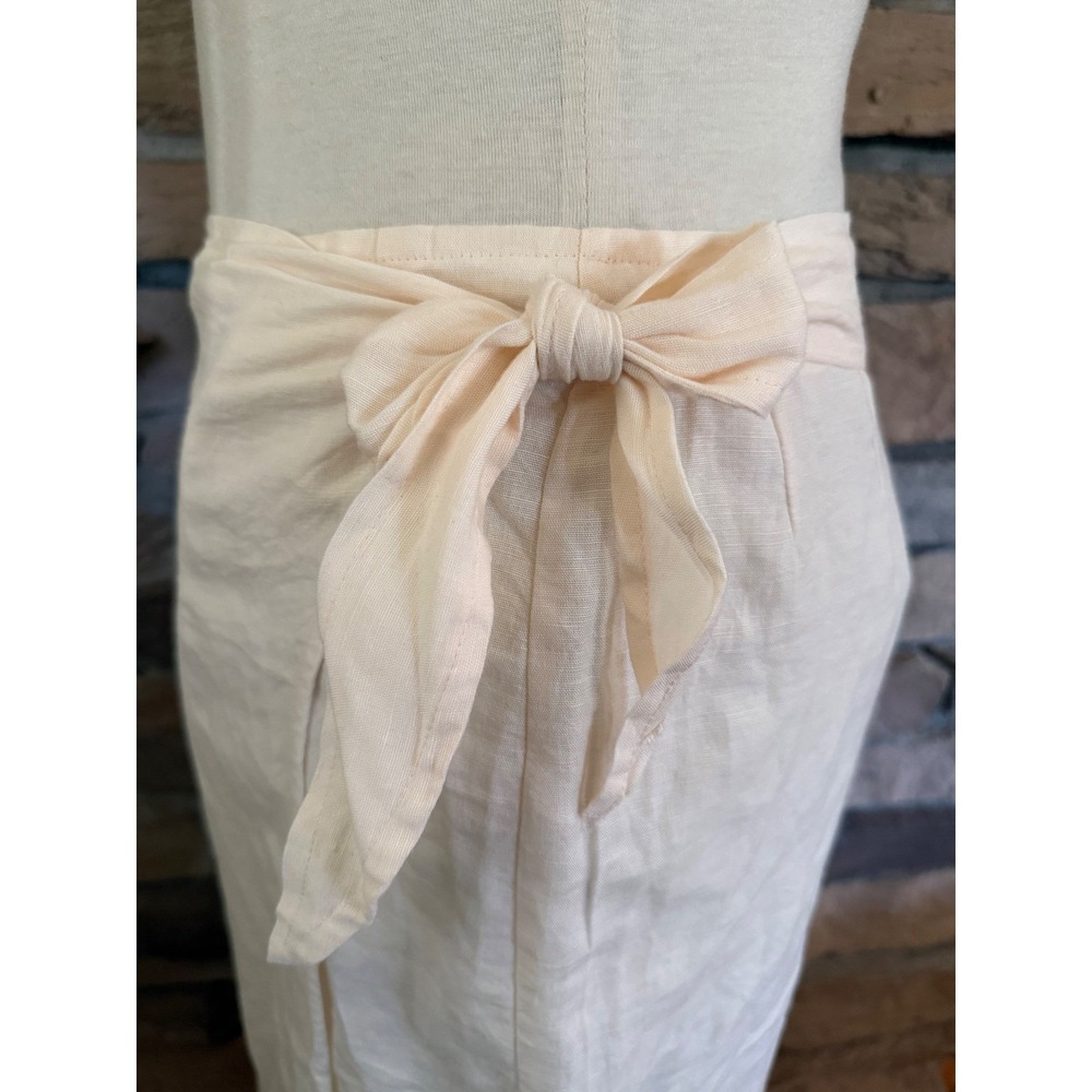 Emerson Fry India Collection Organic Linen Wrap Midi Skirt Cream ML Handmade NEW - Picture 4 of 13